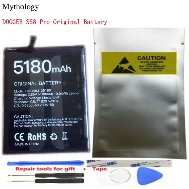 image-Battery for Doogee S58 Pro Original Batteria 5180mAh with Tracking Number Cell Phone Accessories