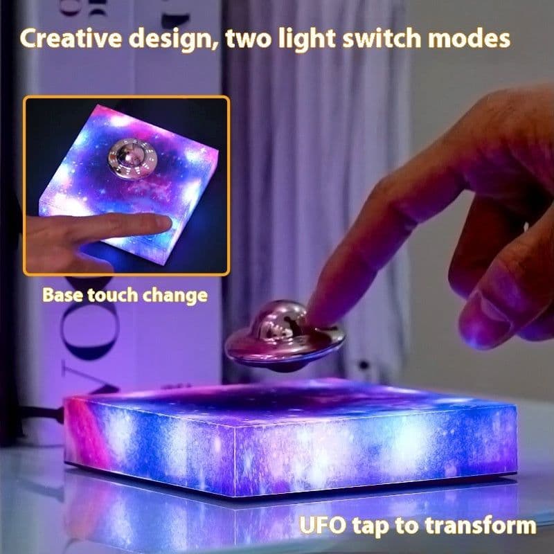 image-Levitating UFO Color Galaxy Lamp Magnetic Suspension UFO Star Light Creative Gift Decoration Home Decor