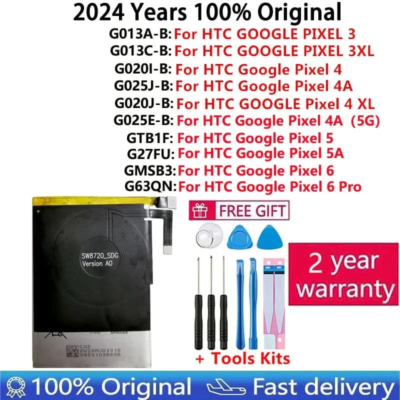 image-100% Original New Battery For HTC GOOGLE 2 2B PIXEL 3 Pixel3 XL 3XL 4XL Pixel4 XL PIXEL 4 4A 5A 5 5G 6 Pro Nexus S1 Batteries