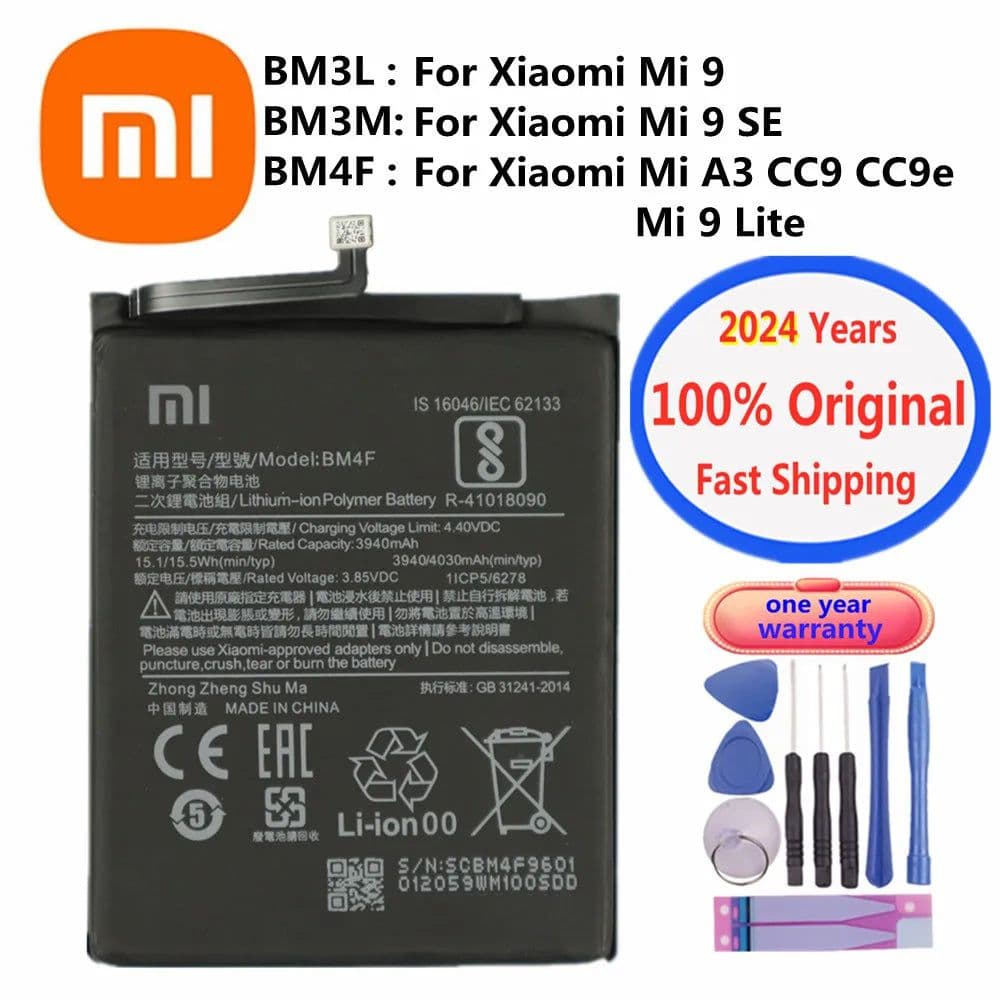 image-2024 Years 100% Original Xiao mi Battery BM4F For Xiaomi Mi 9 Lite Mi9 Lite / Mi A3 CC9 CC9e / Mi 9 SE Mi9 SE Phone Battery