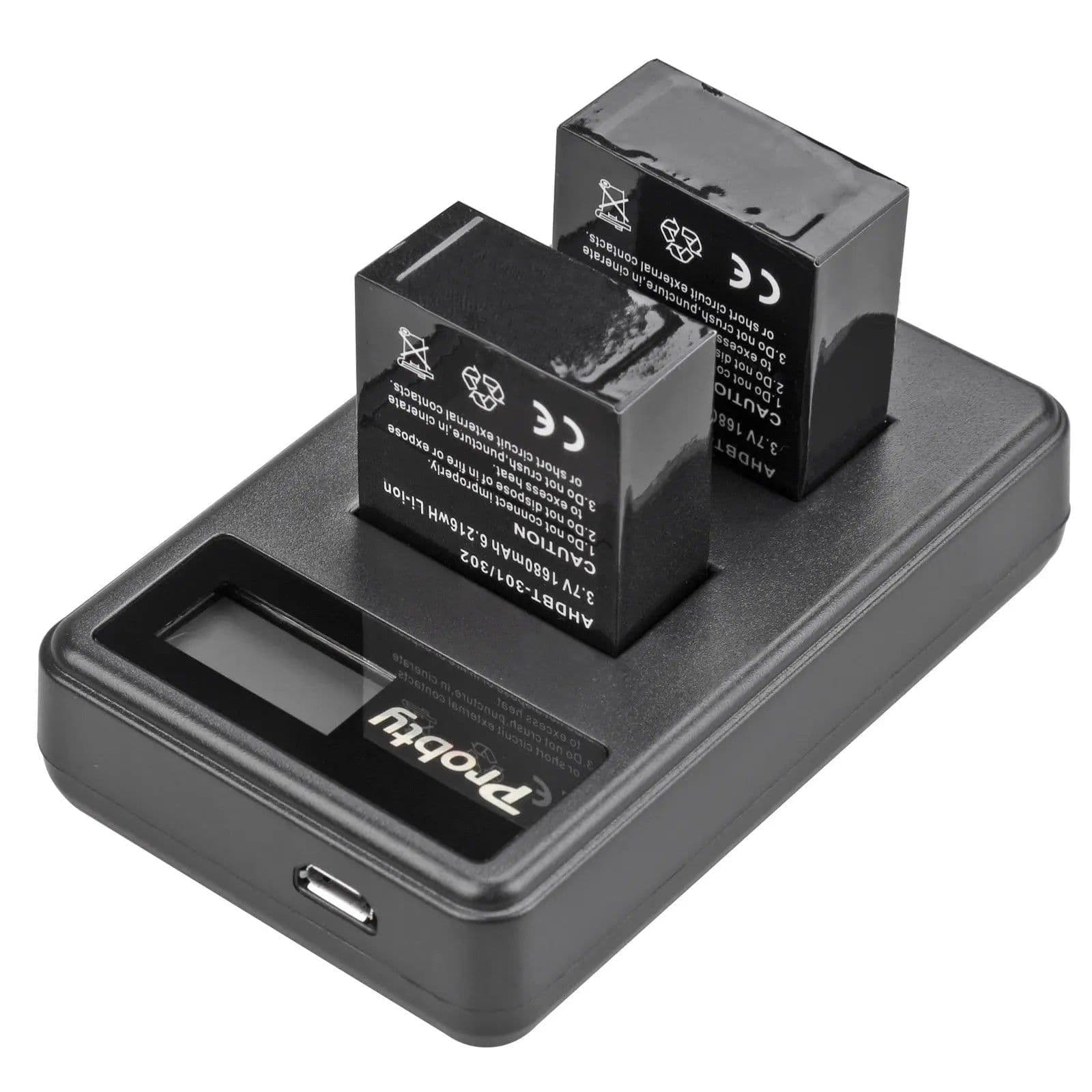 image-Original probty For GoPro Hero3 Hero3+ hero 3 hero 3+ battery +LCD dual charger for go pro AHDBT-301 action camera accessory