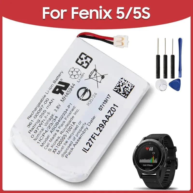 image-New Replacement Battery 361-00097-00 361-00096-00 361-00098-00 For Garmin Fenix 5 6 Fenix 5S Fenix 5X Rechargeable Battery