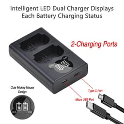 image-2Pcs 2280mAh NP-W235 NP W235 Battery + LCD USB Dual Charger with Type C Port for Fujifilm Fuji X-T4, GFX 100S, X-T5, X-H2 Camera