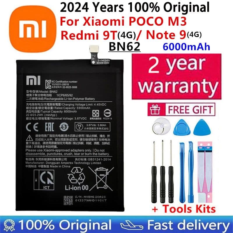 image-Battery For Xiaomi Mi Redmi Note Pocophone Poco F1 F2 K20 F3 X3 K30 K40 5 6 7 7A 8 8T 9 9A 9S 9T 10 10X 10S 10T 11 11T Pro Lite