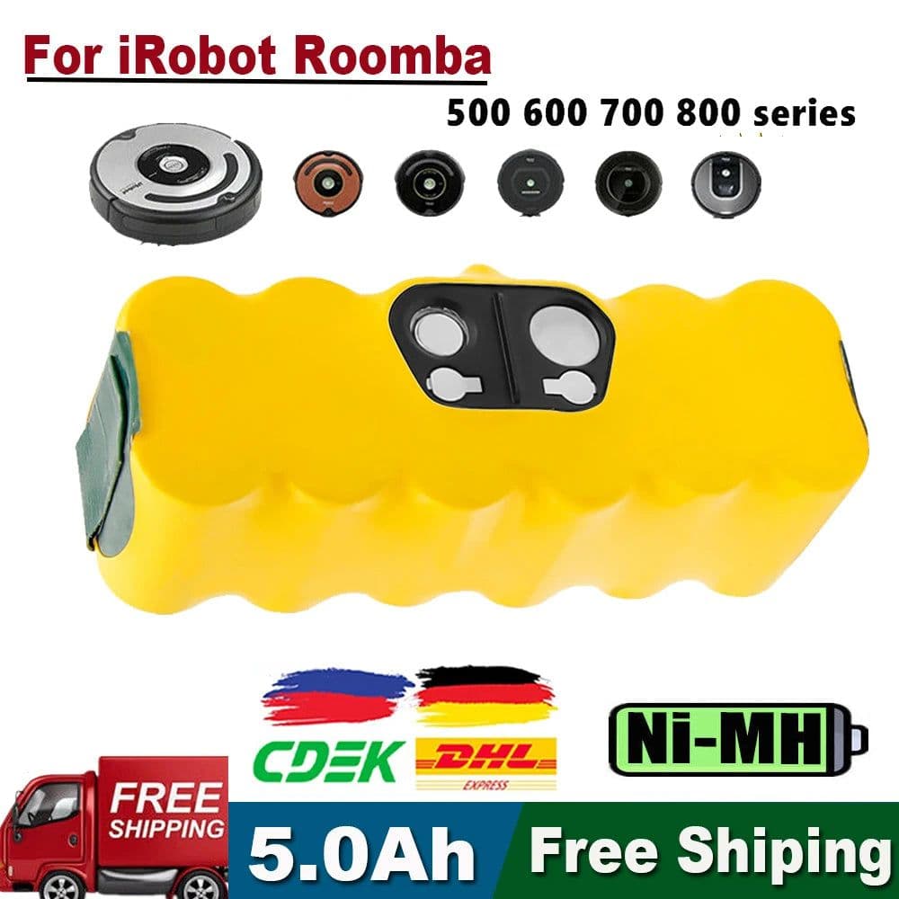 image-14.4V Battery For iRobot Roomba 5000mAh Battery For iRobot Roomba 500 600 700 800 900 series 14.4 V 620 650 770 780 580 Battery