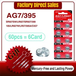 image-10-80PCS AG7 LR927 395 1.55V Button Batteries For Watch Toys Remote LR57 SR927 LR926 395A 399 195 Cell Coin Alkaline Battery