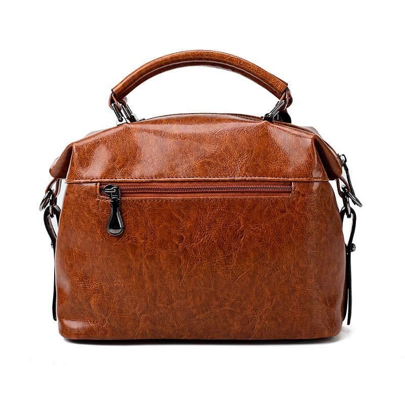 image-Retro High Quality Oil-wax Leather Lady's Messenger Bag