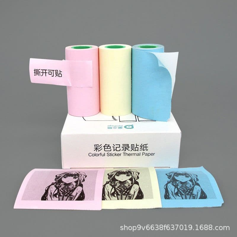 image-Ai Li Xiong thermal paper color stickers can be pasted paper merchant super milk tea pattern label sticker photo printing paper
