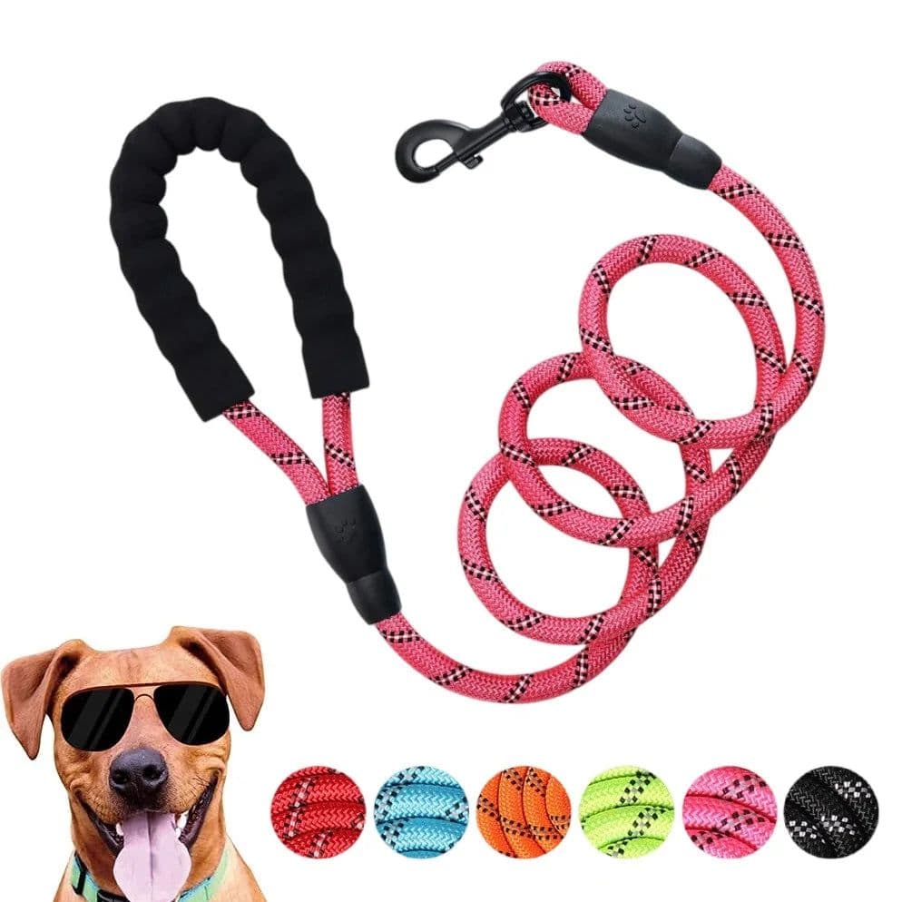 image-Strong Nylon Dog Leash Pet Leashes with Comfortable Padded Handle Reflective for Small Medium Large Dogs Leash Pull Tow Labrador