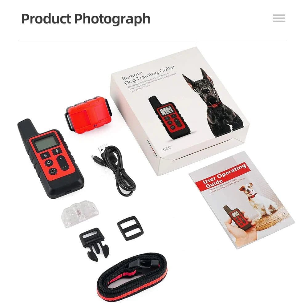 image-New 500m Waterproof Dog Training Collar Pet Remote Control Rechargeable Shock sound Vibration Dog Collar Remote Controller