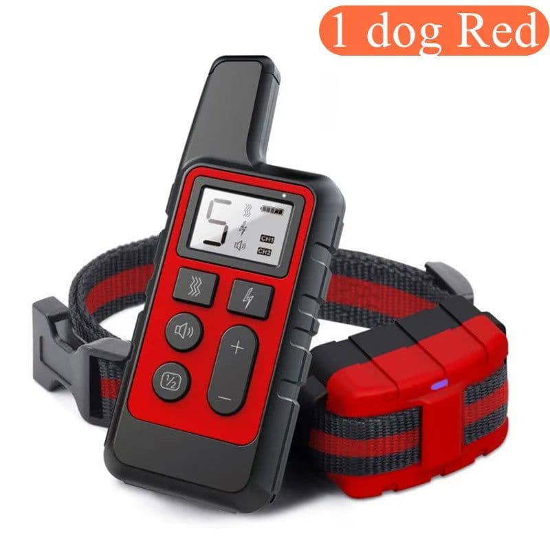 image-New 500m Waterproof Dog Training Collar Pet Remote Control Rechargeable Shock sound Vibration Dog Collar Remote Controller