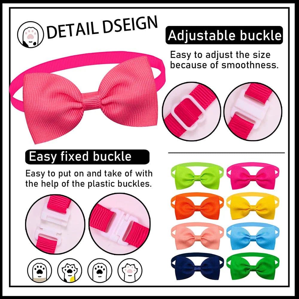 image-New Solid Colours Dog Bowtie Bulk Solid Bow Ties Collar for Cute Medium Small Dogs Cats Summer Pet Dog Bows Grooming Accessories