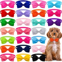 image-New Solid Colours Dog Bowtie Bulk Solid Bow Ties Collar for Cute Medium Small Dogs Cats Summer Pet Dog Bows Grooming Accessories
