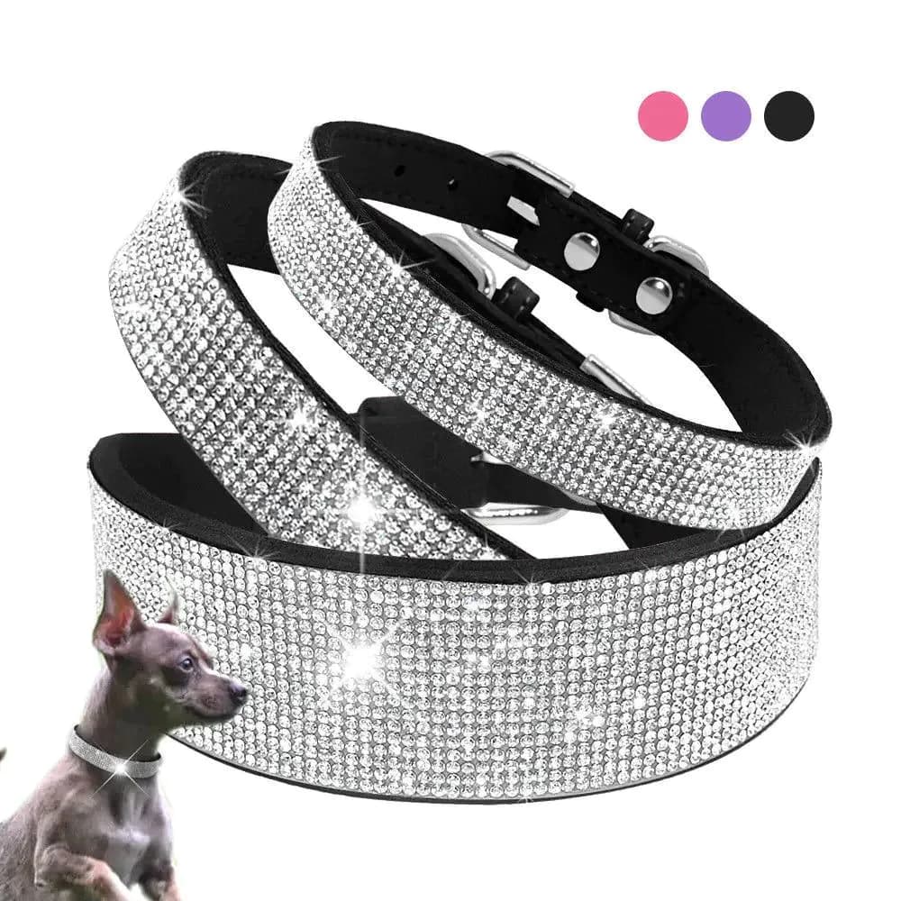 image-Bling Rhinestone Dog Cat Collars Leather Pet Puppy Kitten Collar Walk Leash Lead For Small Medium Dogs Cats Chihuahua Pug Yorkie