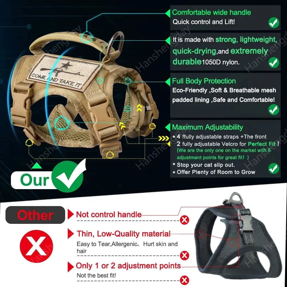 image-Chihuahua Cloth Small Dog Tactical Vest Training Harness xs Outdoor Working Adjustable Military MOLLE with Rubber Handle