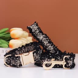 image-Luxury Personalized Dog Collar Harness Leash Set Custom,dog Collar with Engraved Name Buckle,dog Harness and Leash Set Diy