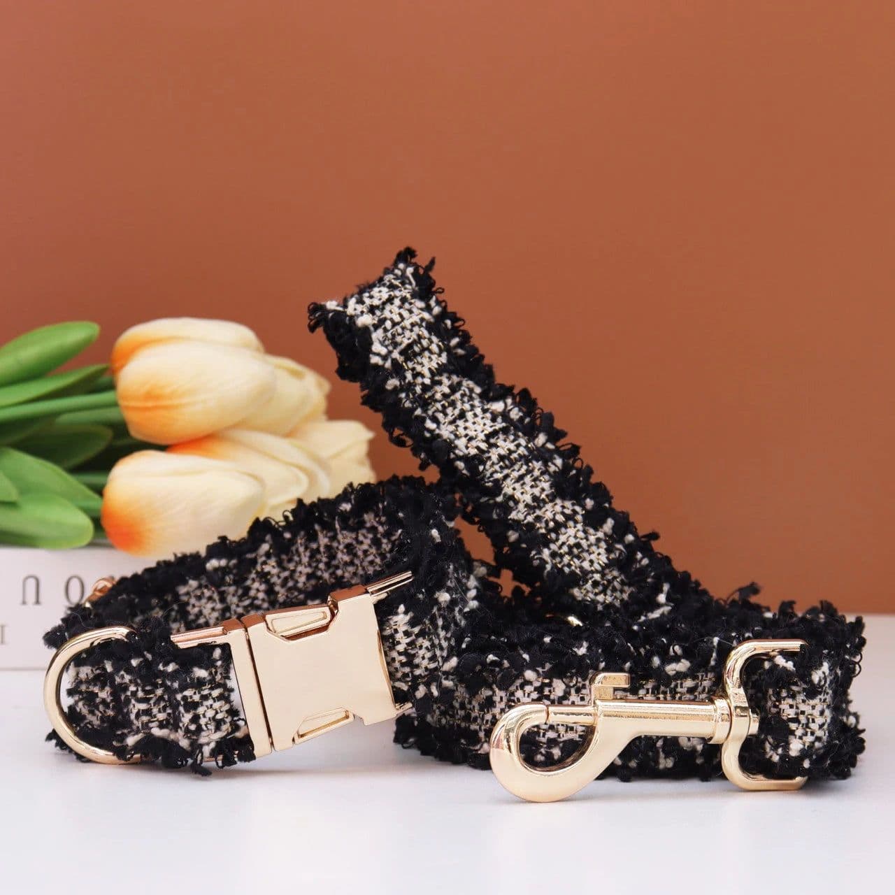image-Luxury Personalized Dog Collar Harness Leash Set Custom,dog Collar with Engraved Name Buckle,dog Harness and Leash Set Diy