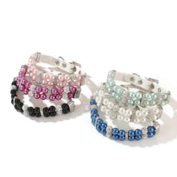 image-Pearl Pet Collar Artificial Pearls Rhinestone Dog Collar For Cat Necklace Wedding Party Pink Blue Green