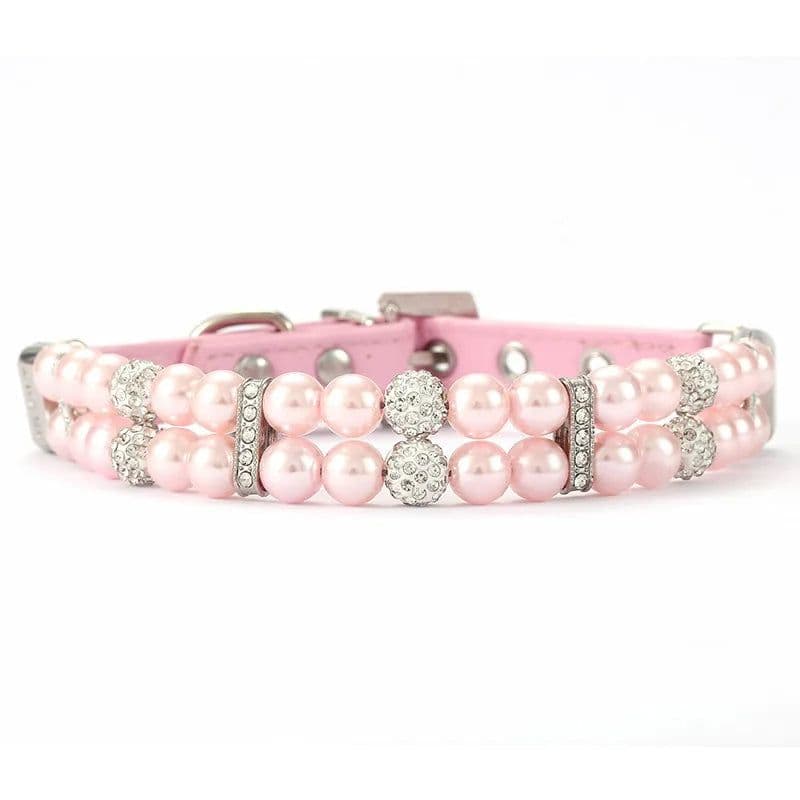 image-Pearl Pet Collar Artificial Pearls Rhinestone Dog Collar For Cat Necklace Wedding Party Pink Blue Green