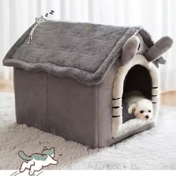 image-Cat /Dog Bed Foldable Pet Sleepping Removable Washable Kennel House Indoor Nest Soft Deep Sleep with Cushion Kittens Puppies