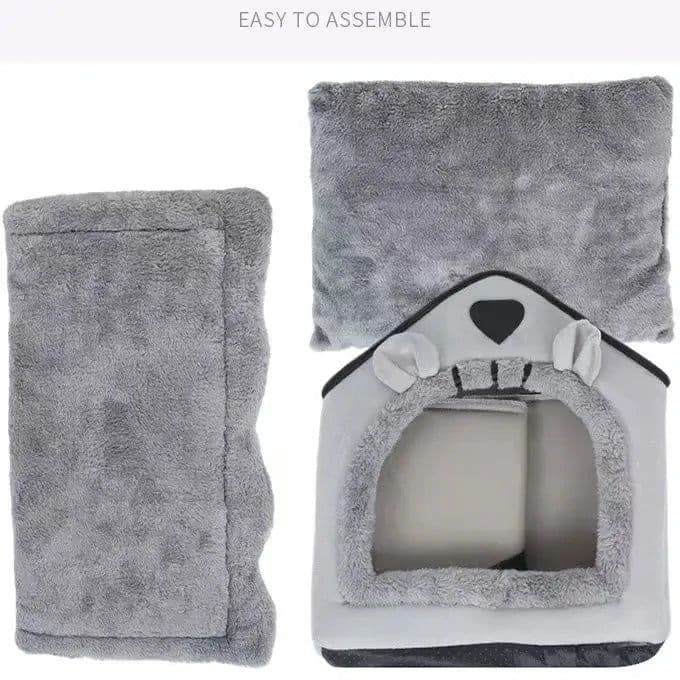 image-Cat /Dog Bed Foldable Pet Sleepping Removable Washable Kennel House Indoor Nest Soft Deep Sleep with Cushion Kittens Puppies