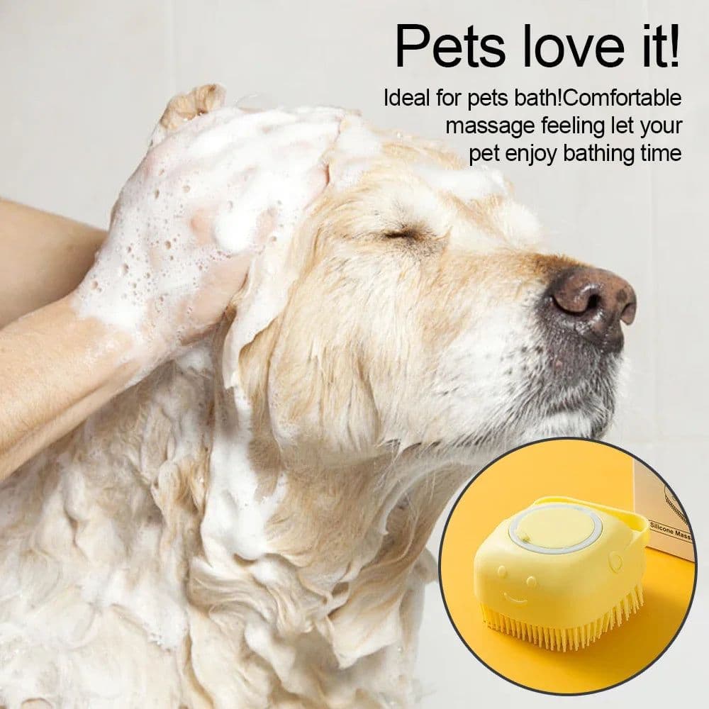 image-Soft Silicone Dog Brush Pet Shampoo Massager Bath Brush Bathroom Puppycat Washing Massage Dispenser Grooming Shower Brush