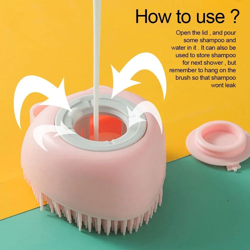 image-Soft Silicone Dog Brush Pet Shampoo Massager Bath Brush Bathroom Puppycat Washing Massage Dispenser Grooming Shower Brush