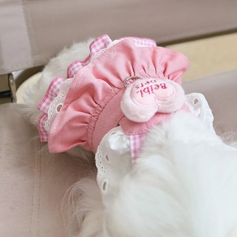 image-Pink Princess Accessories For Small Dogs Love Baby Pet Vest Harness Collar Apparel XS XL Kitten Puppy Cat Chest Strap Yorkshire