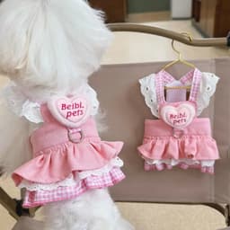 image-Pink Princess Accessories For Small Dogs Love Baby Pet Vest Harness Collar Apparel XS XL Kitten Puppy Cat Chest Strap Yorkshire