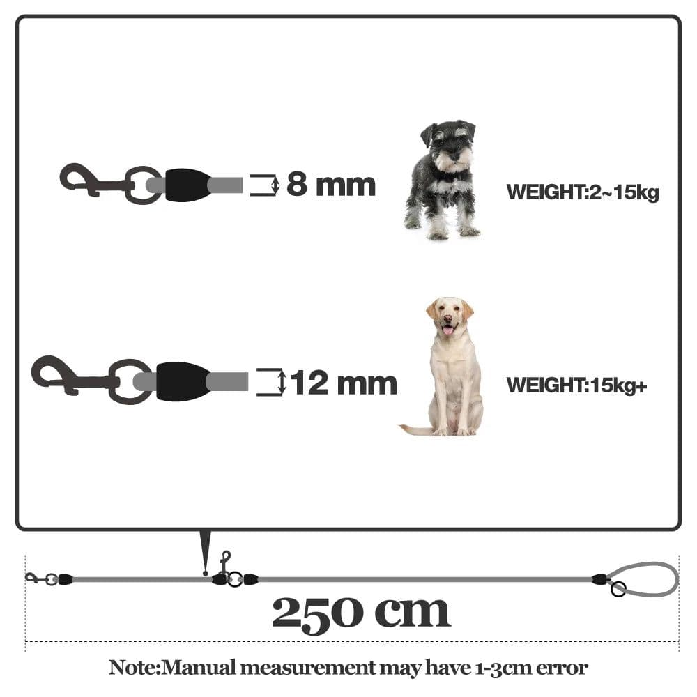 image-Nylon Dog Leashes Pet Dogs Chain Traction Rope Leads for Running Free Hands Rope Chain for Small Large Dogs
