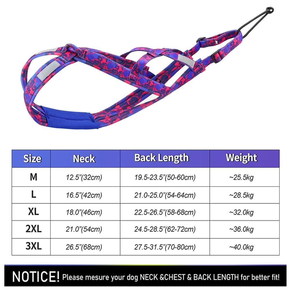 image-Dog Sled Harness Reflective Dog Weight Pulling Harnesses Adjustable Pet Training Sleding Harness For Medium Large Dogs Skijoring
