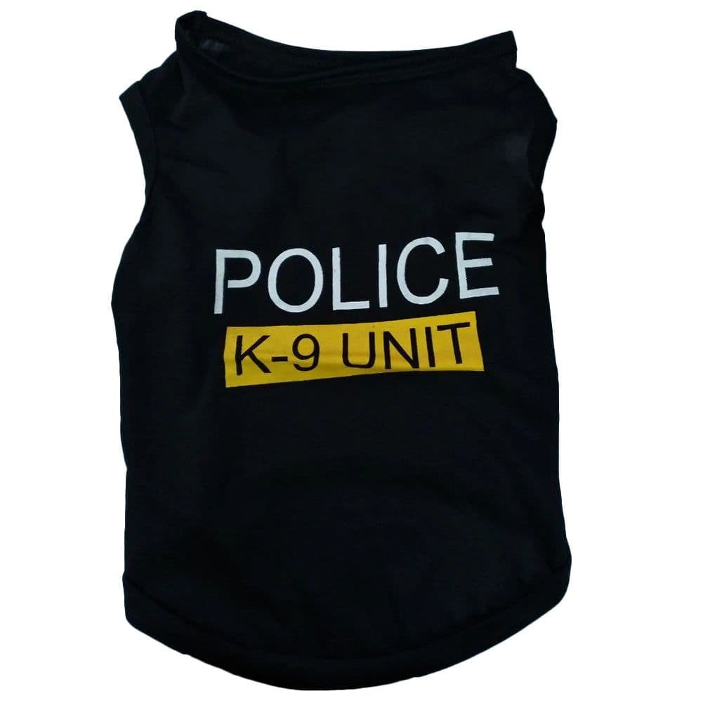 image-Pet Dog Cat Clothes Polices Dog T-Shirt Polices Suit Cosplay Dog Clothes Pet Dog Vest Letter Printing Pet Clothes Casual Style