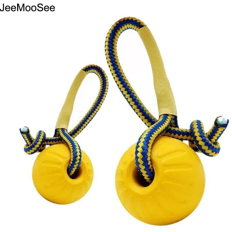 image-1pc Teeth Indestructible Bite Rubber Puppy Funny Training Ball Chew Toys Play Fetch Solid with Carrier Rope Pet Dog Toy