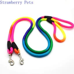image-Durable Nylon Rainbow 1.2M Pet Dog Leash Walking Training Leash Cats Dogs Harness Collar Leashes Strap Belt Rope