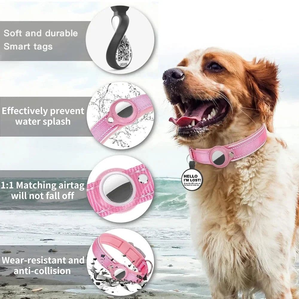 image-New 2-in-1 Dog Collar With Airtag Holder and Smart Tags for Anti-lost Protective GPS Trackers Airtag Case Suit Pets Dogs Cat