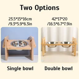 image-Elevated Dog Bowls Bamboo Tilted Adjustable Dogs Feeder Stand with Stainless Steel Food Bowls for Puppies Cats Pet Accessories