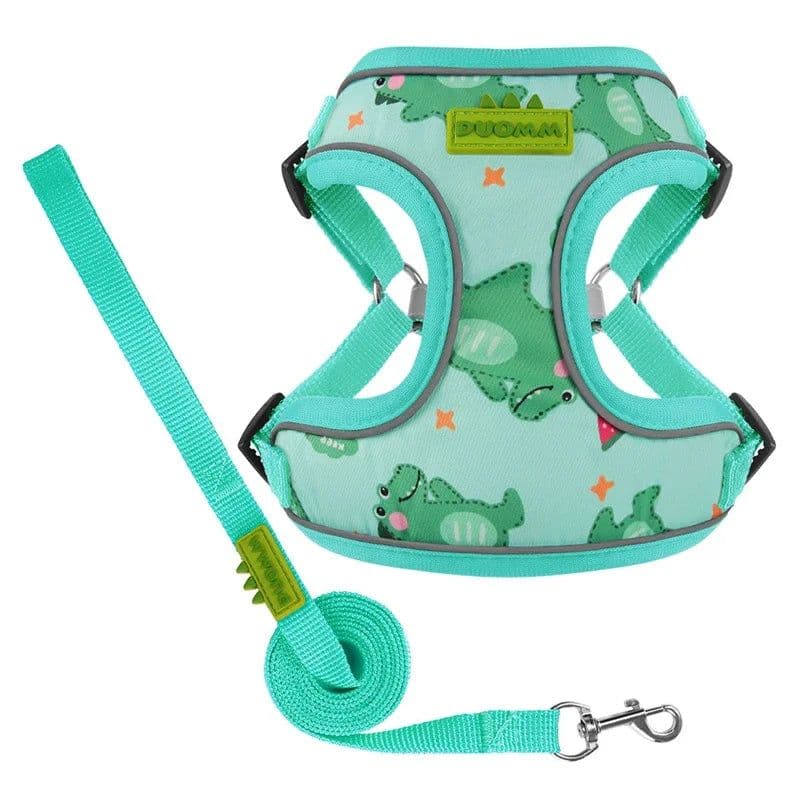 image-CDDMPET Dog Harness and Leash Set for Small Dogs Cartoon Puppy Harness Vest French Bulldog Walking Chest Strap Pet Accessories