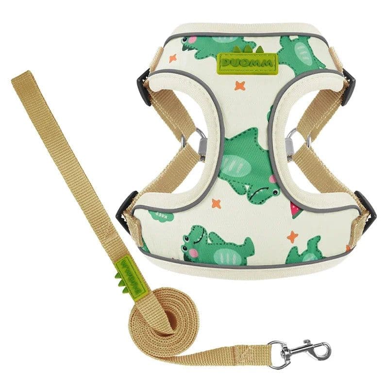 image-CDDMPET Dog Harness and Leash Set for Small Dogs Cartoon Puppy Harness Vest French Bulldog Walking Chest Strap Pet Accessories