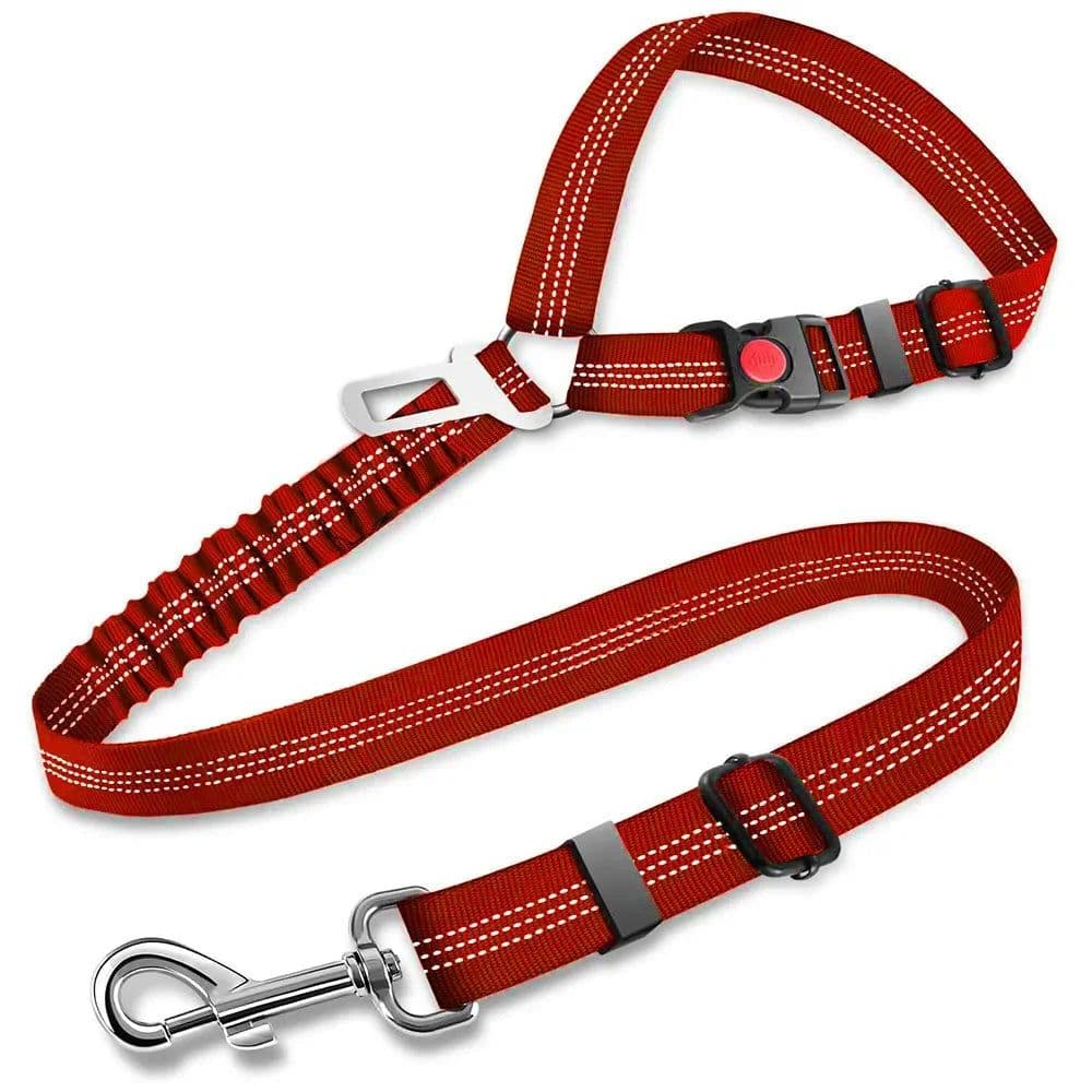 image-3in1 Dog Seat Belts Retractable Dog Car Seatbelt Reflective Elastic Nylon Pet Seat Belt for Vehicle Headrest Adjustable for Dogs