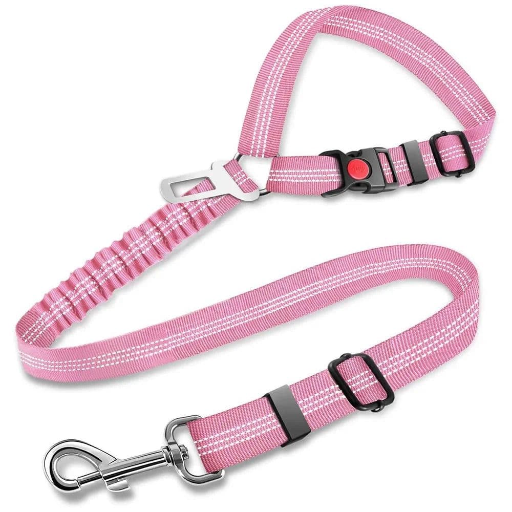 image-3in1 Dog Seat Belts Retractable Dog Car Seatbelt Reflective Elastic Nylon Pet Seat Belt for Vehicle Headrest Adjustable for Dogs
