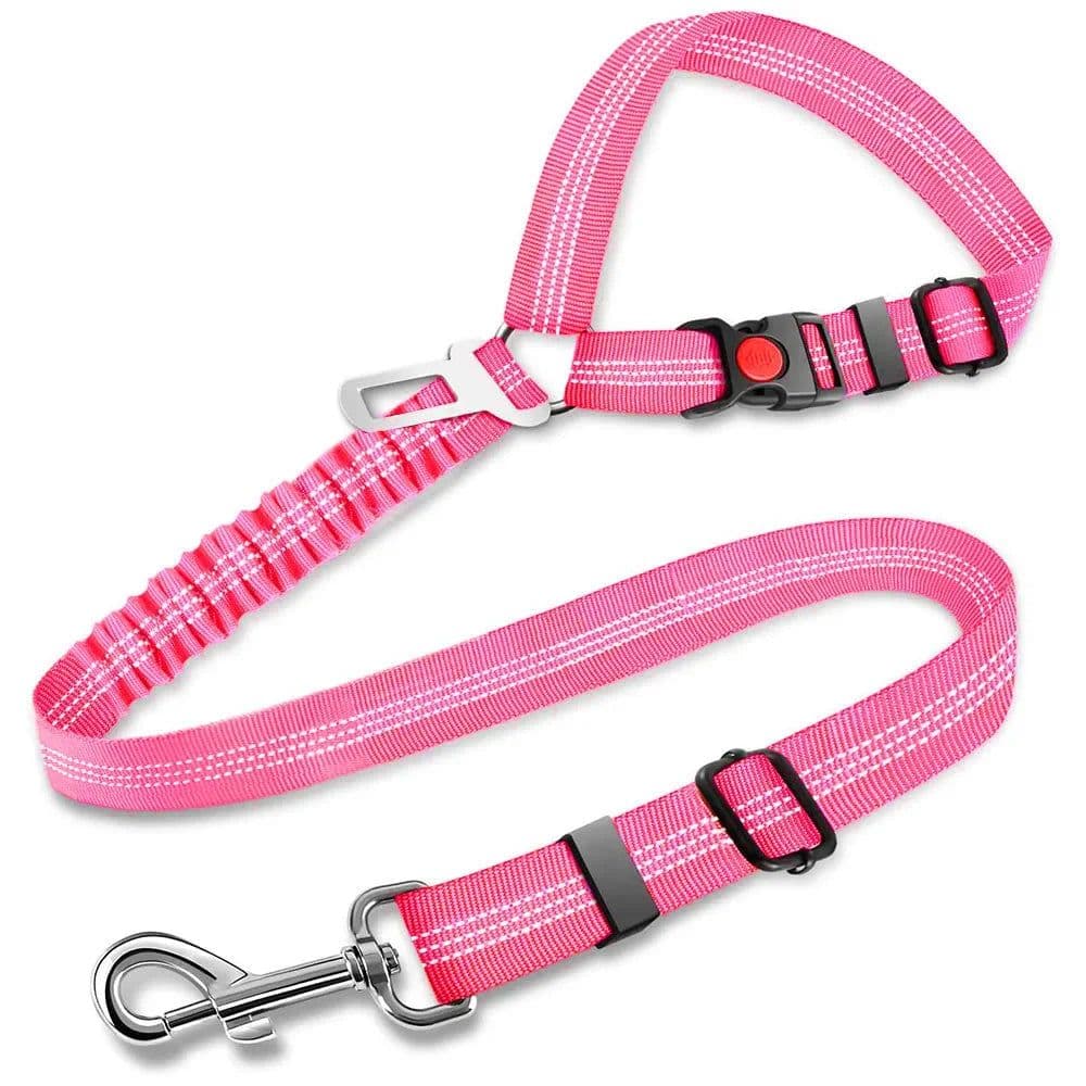 image-3in1 Dog Seat Belts Retractable Dog Car Seatbelt Reflective Elastic Nylon Pet Seat Belt for Vehicle Headrest Adjustable for Dogs