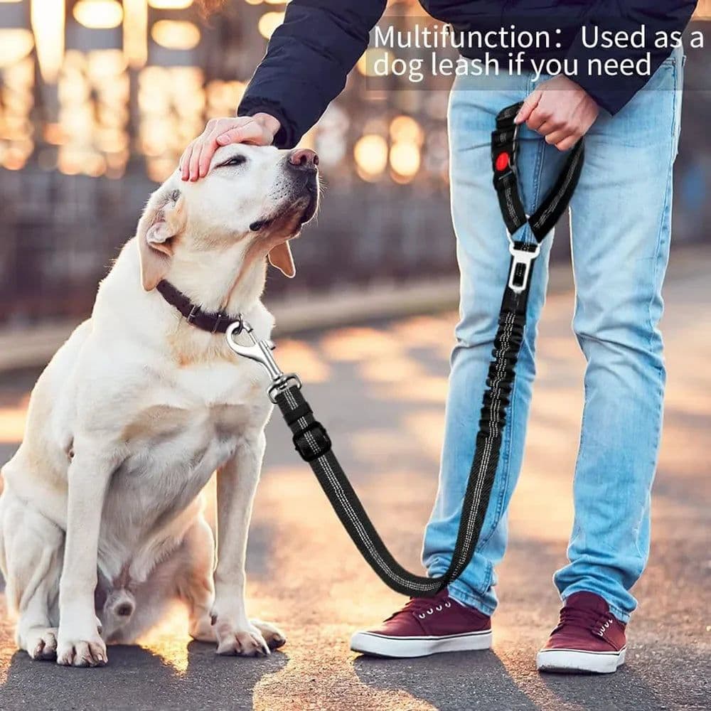 image-3in1 Dog Seat Belts Retractable Dog Car Seatbelt Reflective Elastic Nylon Pet Seat Belt for Vehicle Headrest Adjustable for Dogs