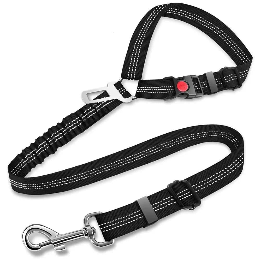 image-3in1 Dog Seat Belts Retractable Dog Car Seatbelt Reflective Elastic Nylon Pet Seat Belt for Vehicle Headrest Adjustable for Dogs