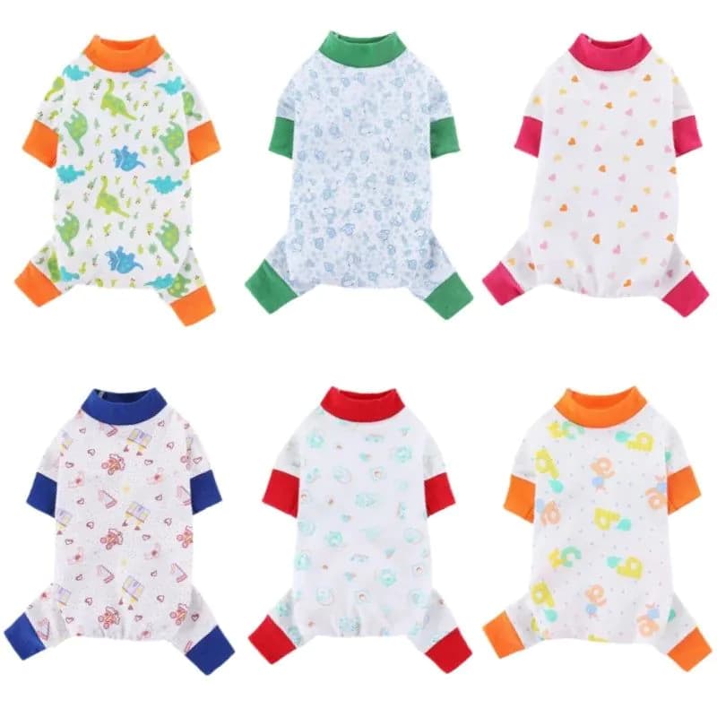 image-Pet Dog Clothes for Small Dogs Fashion Dog Jumpsuits Cute Print Puppy Pajamas Soft Cotton Pet Cat Jumpsuits Chihuahua Clothes