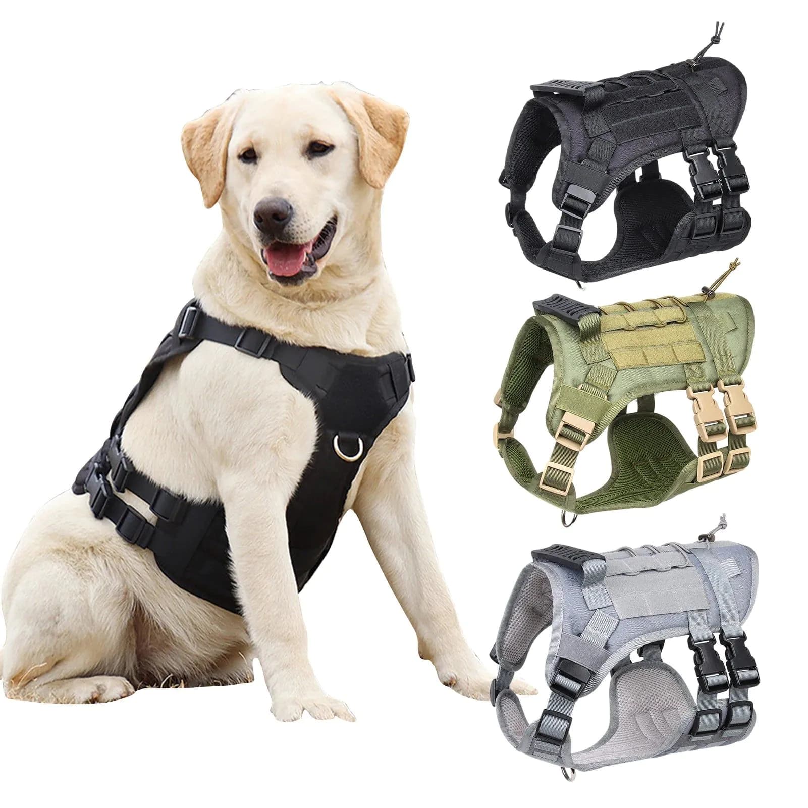 image-Medium Big Dog Harness Multifunction Tactical Dogs Vest More Solid Waterproof Oxford Cloth Dogs Harness Dog Accessoires Supplies