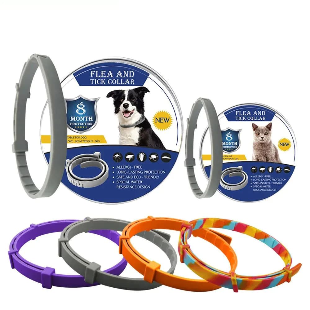image-Flea And Tick Collar Silicone Adjustable Dogs Cats Collar 8 Month Protection Anti-mosquitoes Insect Repellent Pet Supplies