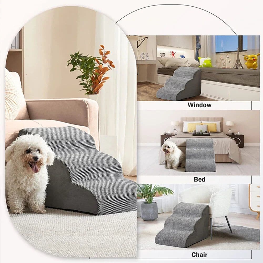 image-Detachable Cat Dog Stairs 2/3 Steps Ramp Sofa Puppy Old Dogs Non-slip Removable Ladder Climbing Aid High Couch Bed Pet Supplies
