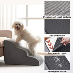 image-Detachable Cat Dog Stairs 2/3 Steps Ramp Sofa Puppy Old Dogs Non-slip Removable Ladder Climbing Aid High Couch Bed Pet Supplies
