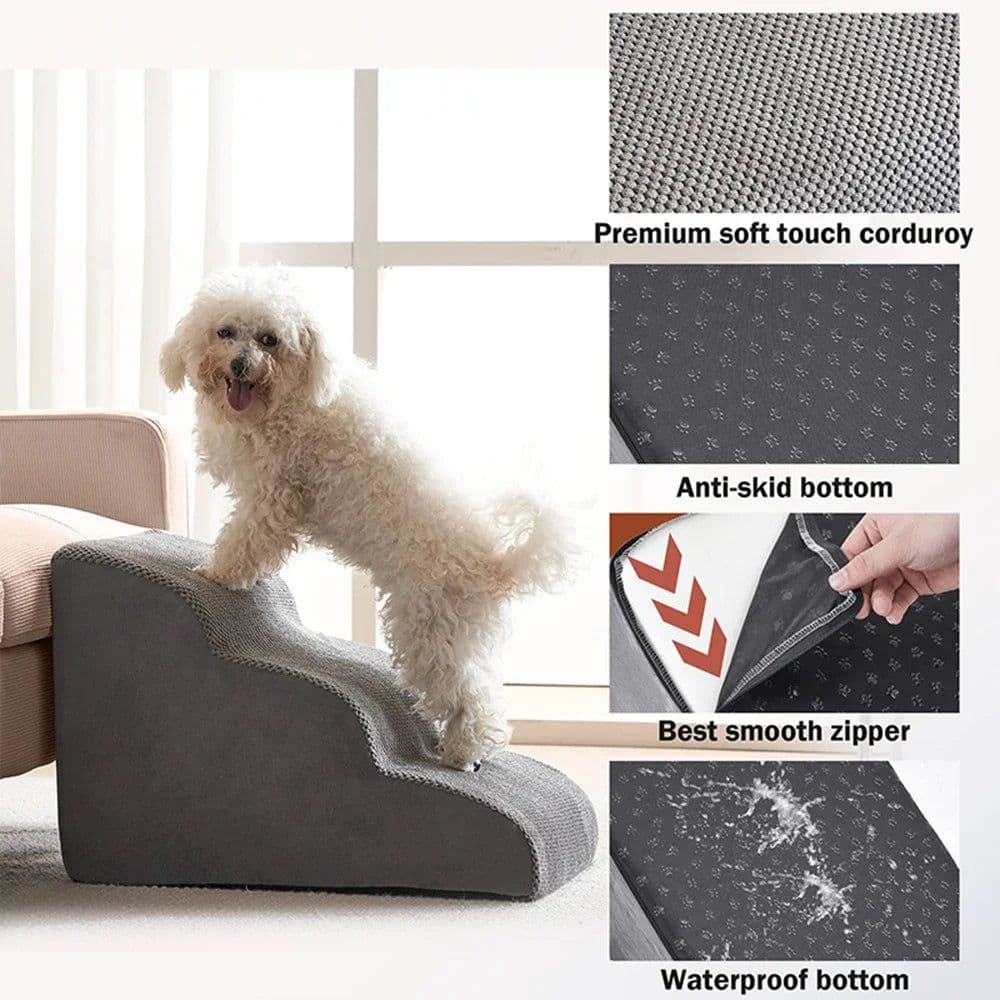 image-Detachable Cat Dog Stairs 2/3 Steps Ramp Sofa Puppy Old Dogs Non-slip Removable Ladder Climbing Aid High Couch Bed Pet Supplies