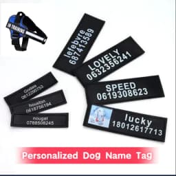 image-2 PCS Personalized Dog Name Tag Reflective Pet Harness Collar ID Label Stickers Custom text Paw Heart Logo Harness Tags